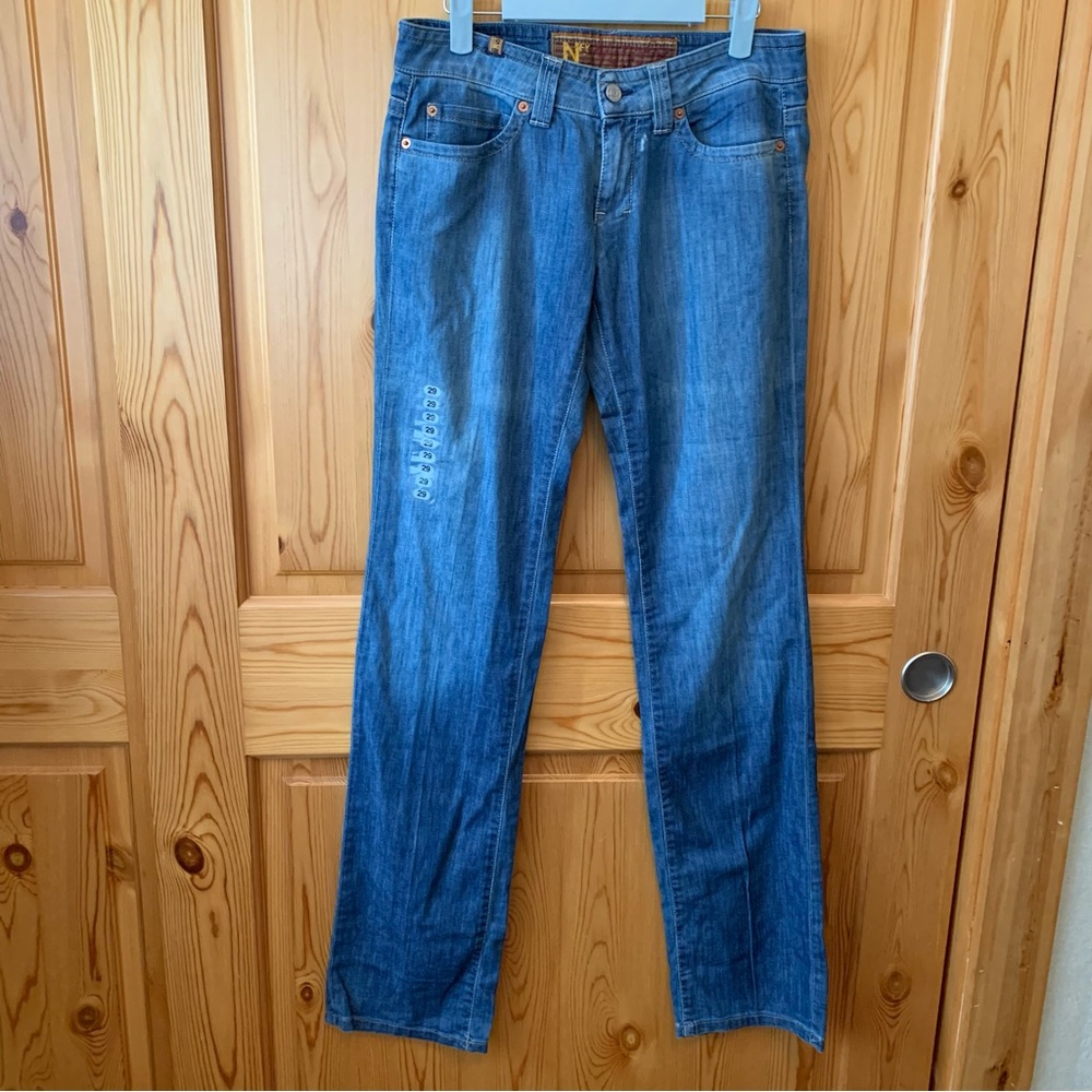 NWT NOTIFY Italy Jeans Womens 29 x 35 Med Wash Straight Blue Denim Long Inseam